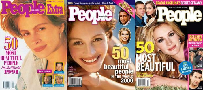 People Magazine 50 Most Beautiful 2005 Julia Roberts Brad Martha