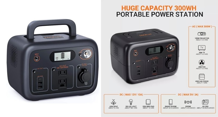 【聖誕優惠】TACKLIFE 300W 無線充電便攜式發電箱