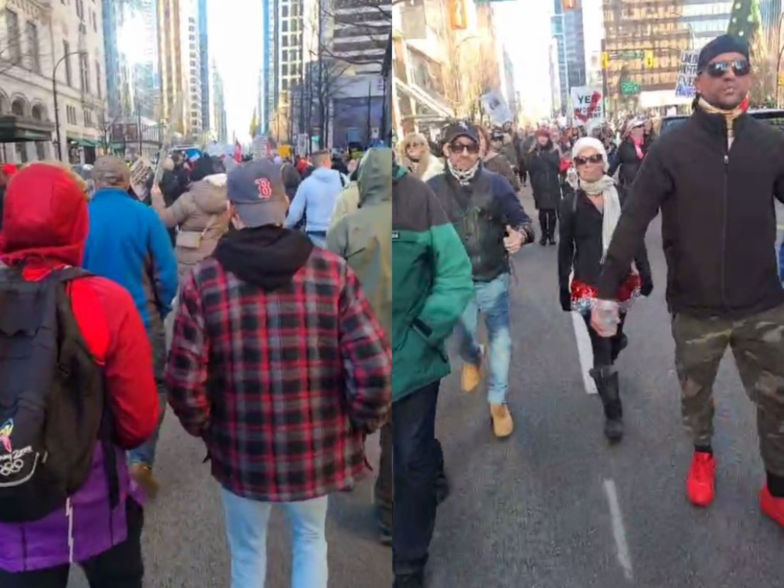 數百人溫哥華市中心參加反對戴口罩及防疫限制遊行。News1130